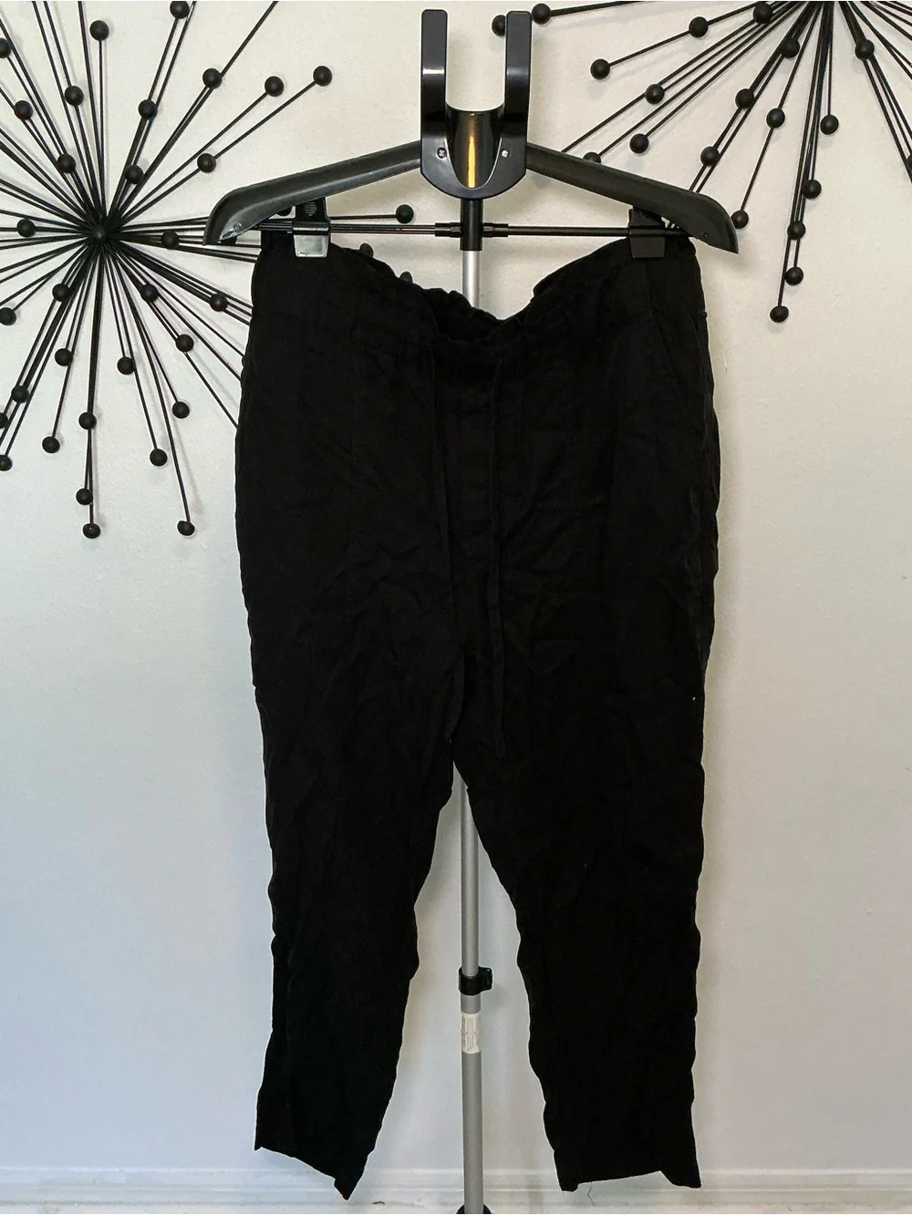 A New Day Black Straight Leg Drawstring Pants Size Large